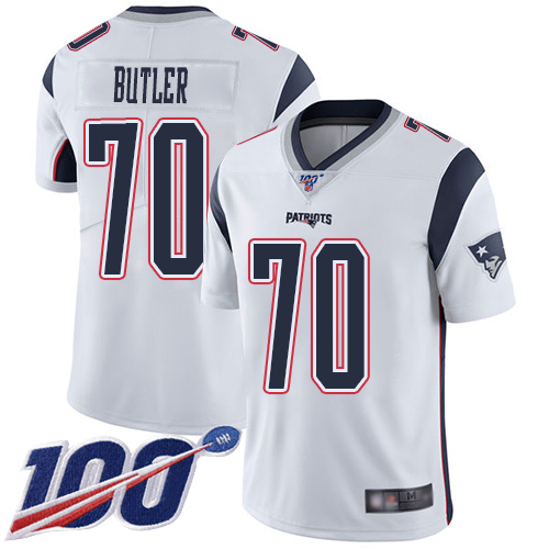 New England Patriots Football 70 Vapor Untouchable 100th Season Limited White Men Adam Butler Road NFL Jersey